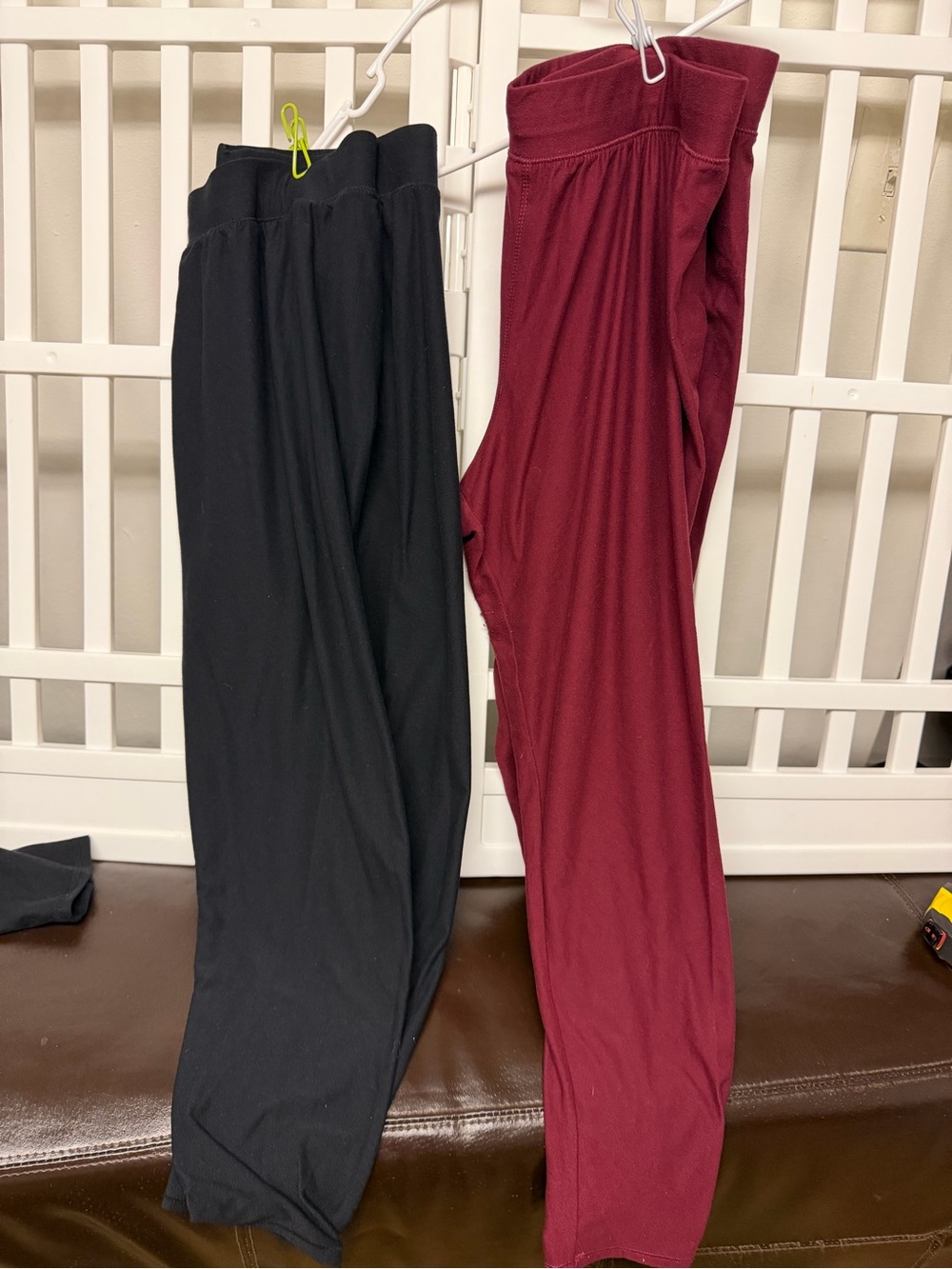 Maurices Black and Burgundy Pull-On Leggings Duo